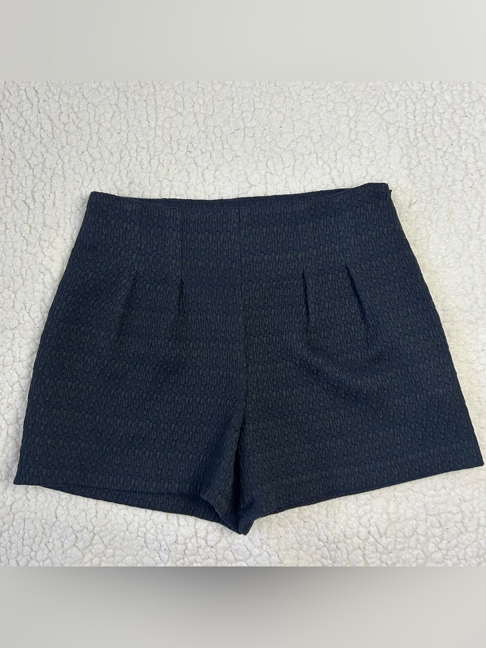 Zara Woman Dress Shorts Womens Size S Black Jacquard Tailored High Rise Side Zip
